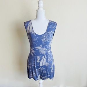 RVCA Later Dude Purple Acid Ocean Wash Panel V-Neck Romper